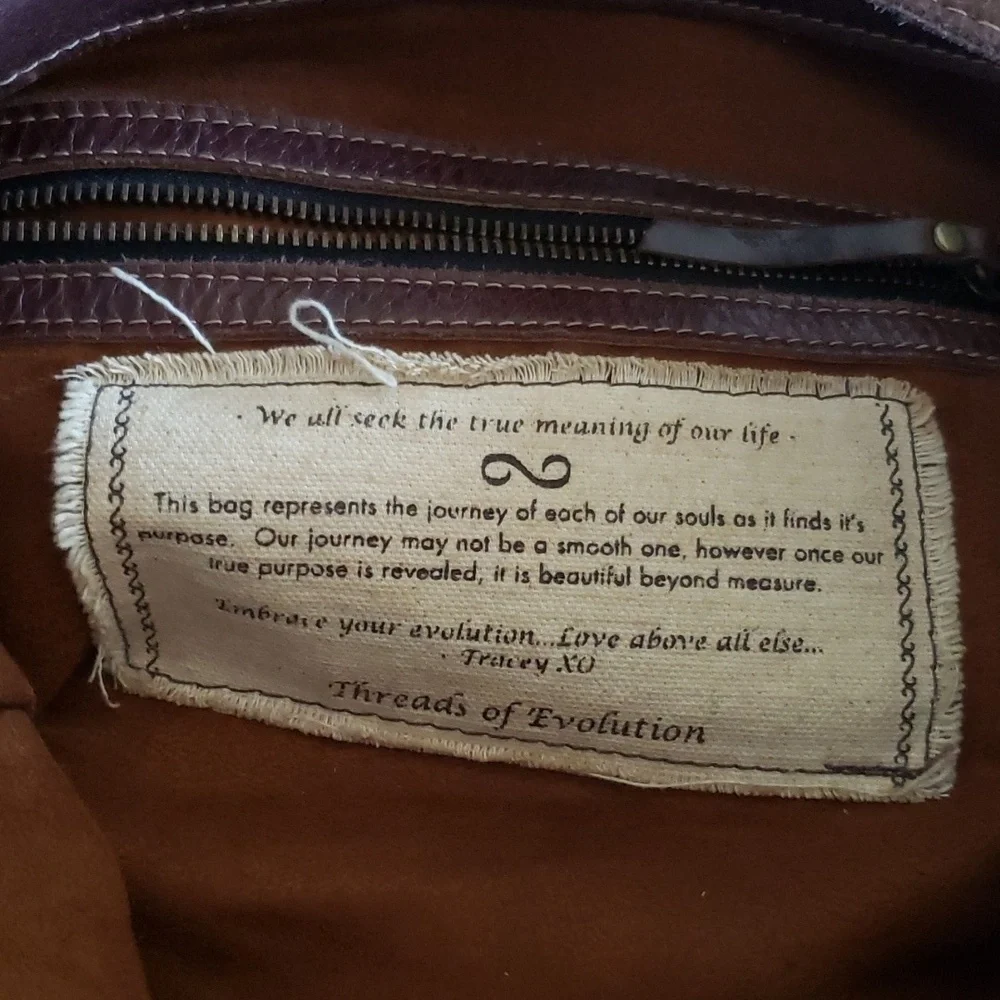 Threads of Evolution Malibu Hobo brown shoulder Chindi rug bag